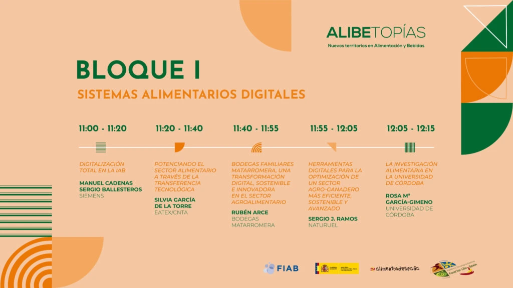 Imagen para el post ·Así vivimos “ALIBETOPIAS 2023: nuevos territorios en alimentación y bebidas” mostrando el primer bloque del programa sobre sistemas alimentarios digitales