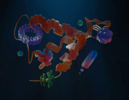 artica+i. Imagen para la galería interior del caso de éxito (nuestros proyectos) "NUTRIALITEC", mostrando una imagen artística a nivel microscópico compuesta por IA.