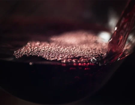 artica+i. Imagen para la galería interior del caso de éxito (nuestros proyectos) "POLYRESWINE. Proyecto de I+D orientado a aplicar nuevas técnicas basadas en resinas de intercambio iónico/absorbentes para eliminar compuestos indeseables en el vino", mostrando el detalle de una copa de vino en primer plano