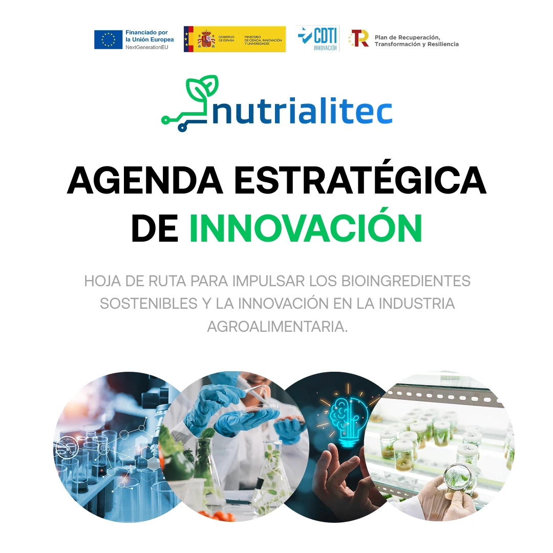 artica+i - blog iMagazine. Imagen de la infografía para el post "Publicada la Agenda Estratégica de Innovación del ecosistema NUTRIALITEC 2025–2027, la hoja de ruta que marca el avance de los de bioingredientes sostenibles" mostrando un frame inicial para dar paso a la infografía completa